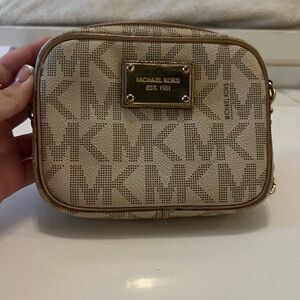 Michael Kors Beige Monogram Crossbody Bag